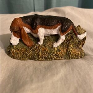 Handcrafted Basset Hound Dog Figurine - Brown and White